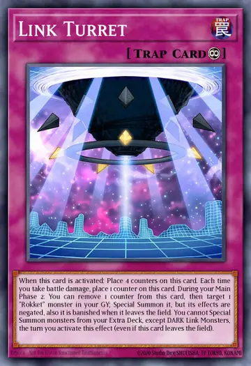 Link Turret – Structure Deck: Rokket Revolt. Beispielbild: Edition, Artwork und Veredelung können abweichen. Maßgeblich sind die Angaben zum ausgewählten Print.