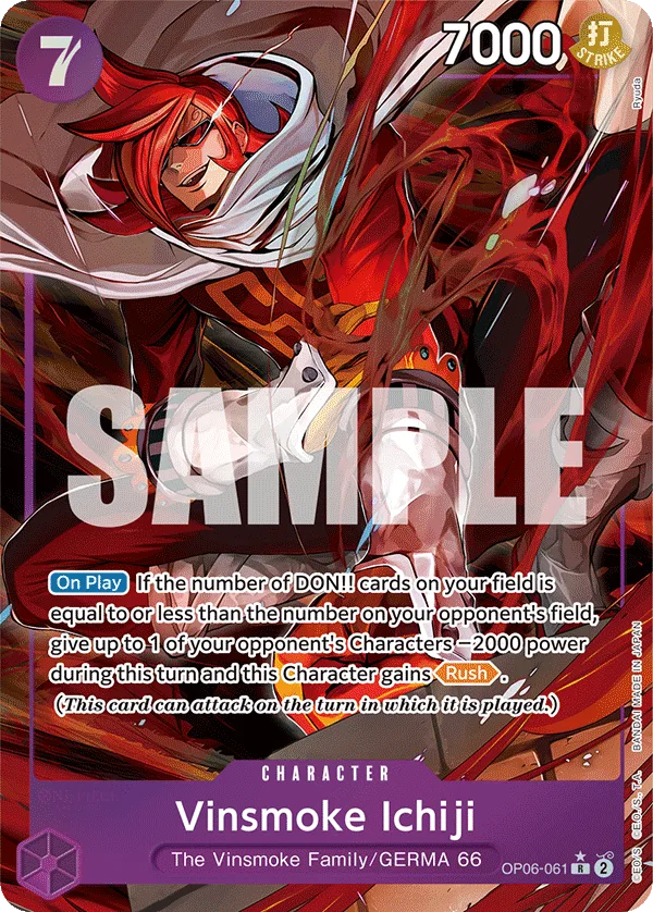 Vinsmoke Ichiji. Beispielbild: Edition, Artwork und Veredelung können abweichen. Maßgeblich sind die Angaben zum ausgewählten Print.